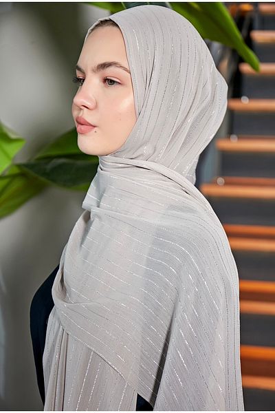 Scarf Σάλι σιφόν Dingin Grey Silver Glitter