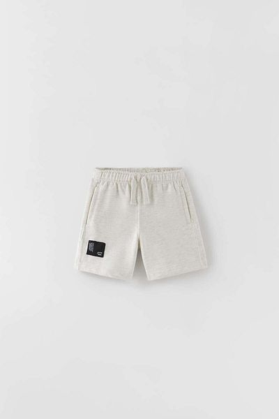 Lolliboomkids New Season Label Detailed Gray / Black Color Cotton Bermuda Shorts Low Sun
