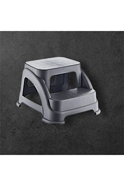 HOLLYHOME Merdivo Küçük Antrasit Dayanıklı Plastik Basamak Merdiven Kamp Tabure 28hx38x43cm Hh
