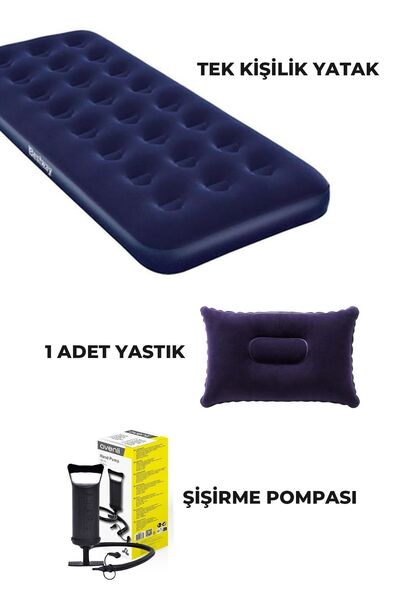 Onetick Tek Kişilik Yatak Yastık Şişirme Pompası Kamp Seti