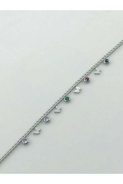 DS DİAMONDSHOP Anklet Steel Butterfly Model - Byçhl- 202409934