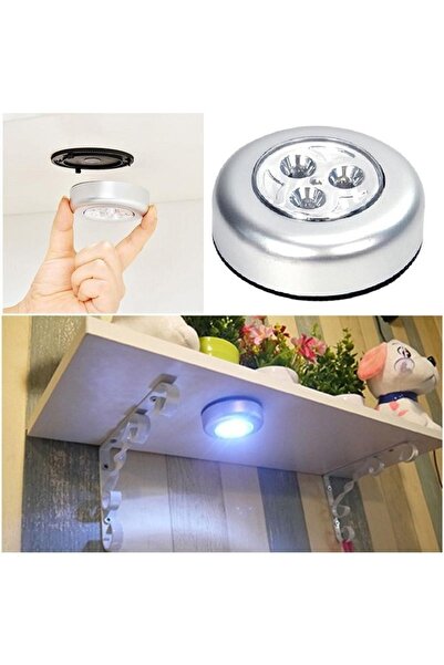 Onetick Dolap İçi Yapışkanlı 3 Ledli Pilli Mini Pratik Aydınlatma 4 Adet
