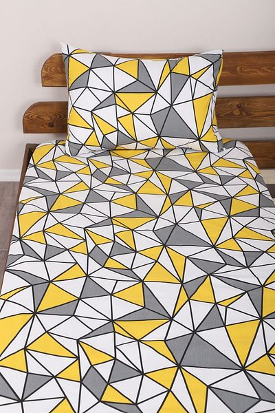 ENESSA SINGLE PERSON ELASTIC SHEET SET YELLOW GEOMETRIC
