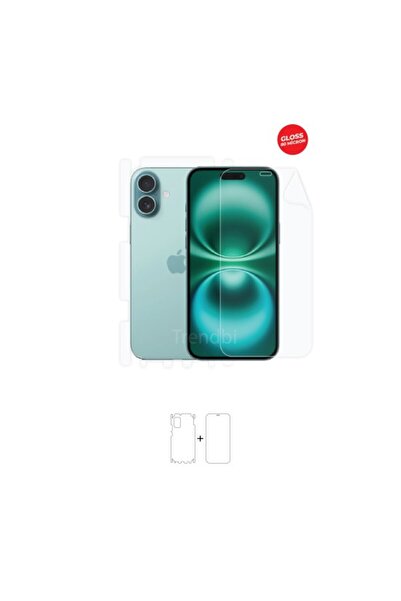 Wrapsol iPhone 16 Plus 360° Full Body Ekran Koruyucu Kaplama Ön Arka Yan Darb...
