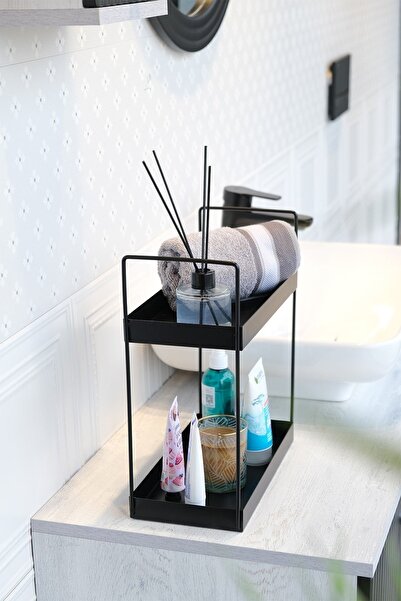 Rarart Concept Siyah Metal Organizer - 2 Katlı Tezgah Üstü Düzenleyici - Mocha