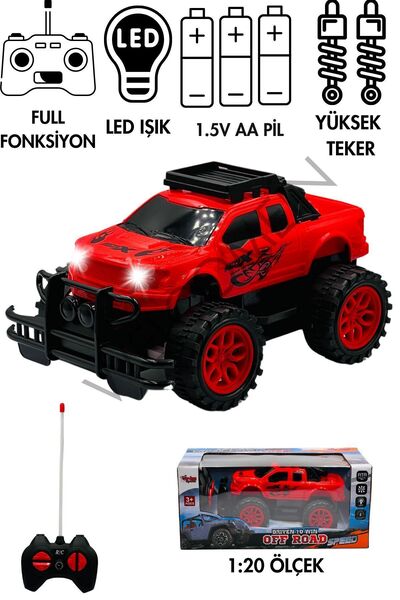 welcomein Oyuncak Uzaktan Kumandalı Pilli Full Fonksiyon Işıklı Drift Atabilen OffRoad Yüksek Teker Araba Jeep