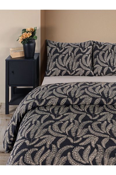 Evim Petit Florets 100% Cotton Black Duvet Cover Double 200X220