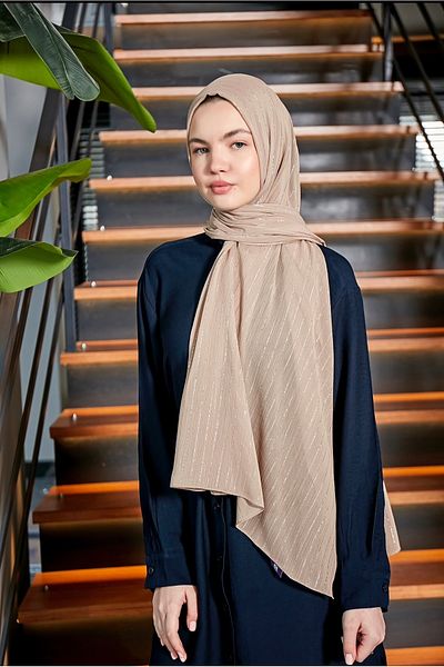 Scarf Milk Coffee Color Silver Glitter Chiffon Shawl