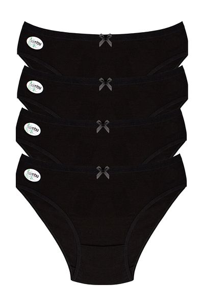 Stars Underwear Γυναικείο εσώρουχο μπαμπού 100% μπαμπού εξαιρετικά εύκαμπτο μαλακό υφή 4 τεμαχίων μαύρο