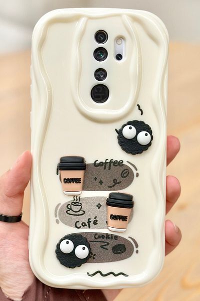 Vip Case حافظة كوكي بتصميم لامع ثلاثي الأبعاد لهاتف Redmi Note 8 Pro بنمط بسكويت القهوة