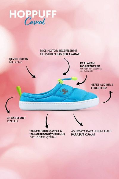 HOPFRÖG Pantofi pentru copii Hoppuff Casual Dynamic Blue Barefoot