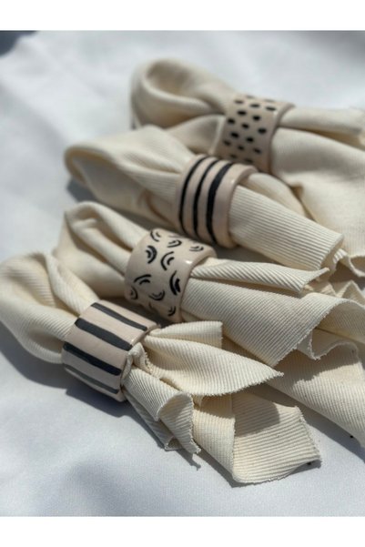 KABİLE SERAMİK Handmade Ceramic Napkin Ring / Ring Set of 4