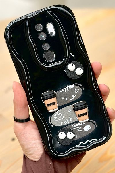 Vip Case حافظة كوكي بتصميم لامع ثلاثي الأبعاد لهاتف Redmi Note 8 Pro بنمط بسكويت القهوة
