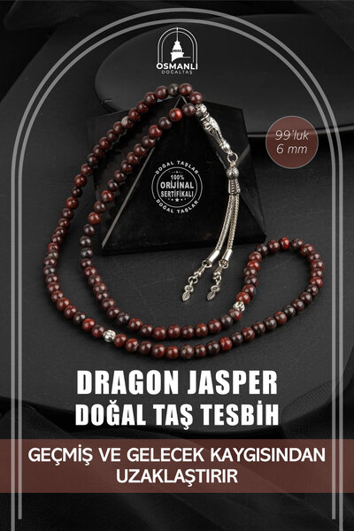 OSMANLI DOĞAL TAŞ 99 bucăți Dragon Jasper piatră naturală Tasbih - 6 mm
