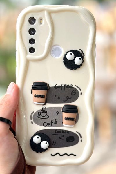 Vip Case حافظة كوكي بتصميم لامع ثلاثي الأبعاد لهاتف Redmi Note 8 بنمط بسكويت القهوة