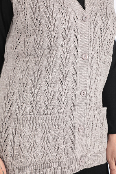 İKSUN V-подібний трикотажний жилет для мам - з товстої вовни, з ґудзиками та кишенями