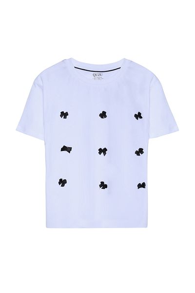 Quzu Tricou de bază alb - Detaliu fundă