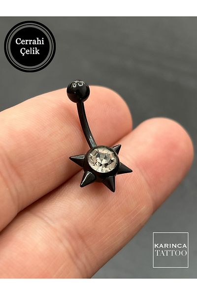 Karınca Piercing Spike Nail Stone Black Belly Piercing (Nonalergic)