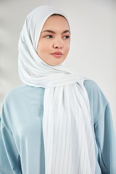 Scarf White Silver Glitter Chiffon Shawl