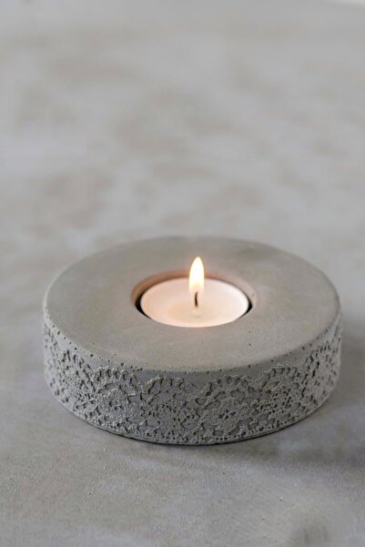 LALEZEN HOME Kenarı Dantel Model Detaylı Beton Mumluk