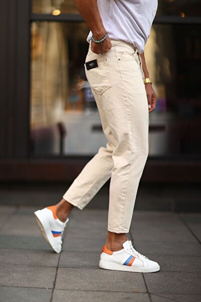 NO61 MAN Παντελόνι Boyfriend Cream Color Comfortable Fit
