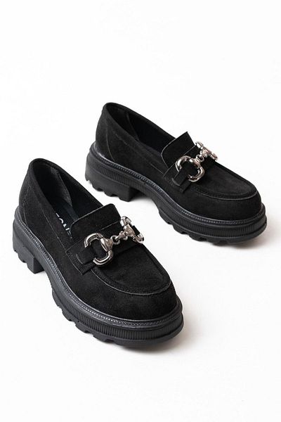 Aymood 745-773 Loafer zilnic negru cu talpă înaltă