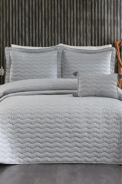 Çeyiz Diyarı مفرش سرير مزدوج رمادي من بيرلا - 250x260