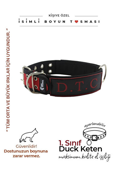 MgTasma Kişiye Özel, Kırmızı İsimli K9 Köpek Tasması, Boyun Tasması