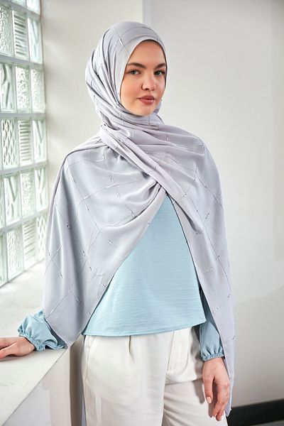 Scarf Σάλι Arya Chiffon Butterfly - Ασημί Γκρι