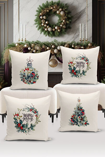 Bertille Home Новорічна серія - Набір з 4 чохлів для подушок з двостороннім ц...