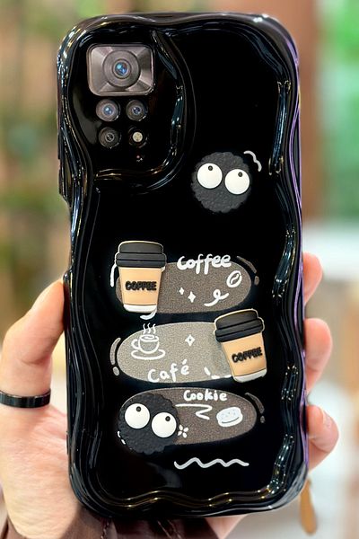 Vip Case Redmi Note 11 Pro /12 Pro 4G Coffee Cookie Pattern 3D لطيف لامع تصميم كوكي