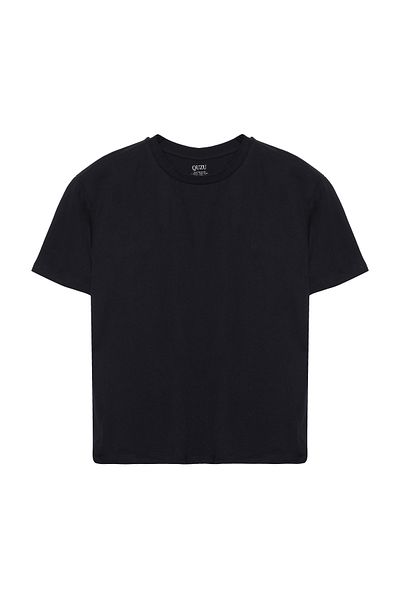 Quzu Μαύρο μπλουζάκι Basic Crew Neck