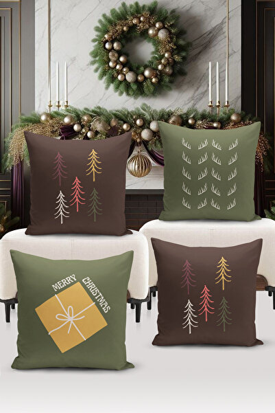 Bertille Home Новорічна серія - Набір з 4 чохлів для подушок з двостороннім ц...
