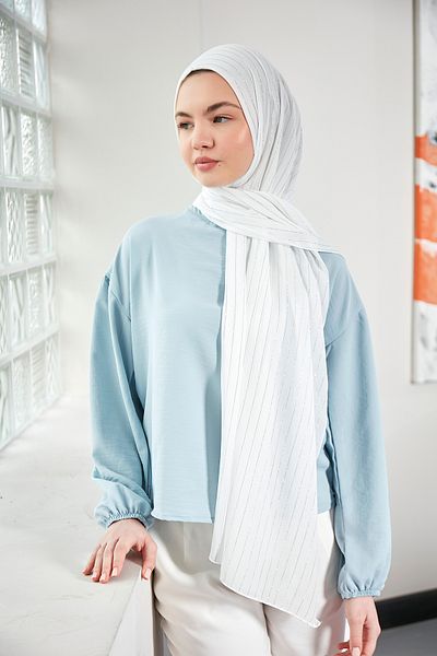 Scarf White Silver Glitter Chiffon Shawl