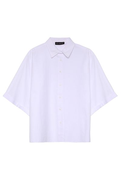 Quzu White Oversize Short Sleeve Shirt