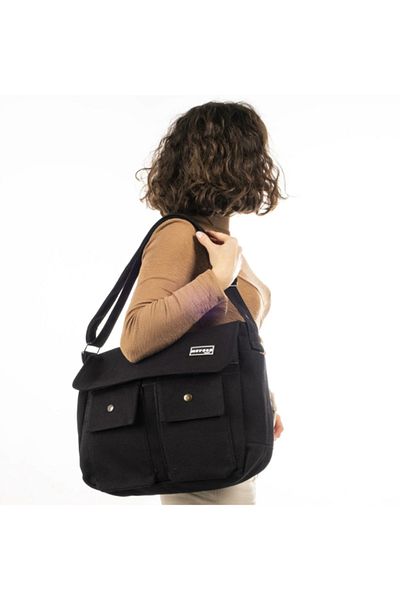 HEPBİMODA Geantă de pânză din țesătură Gabardine - Geantă de școală și de mesager