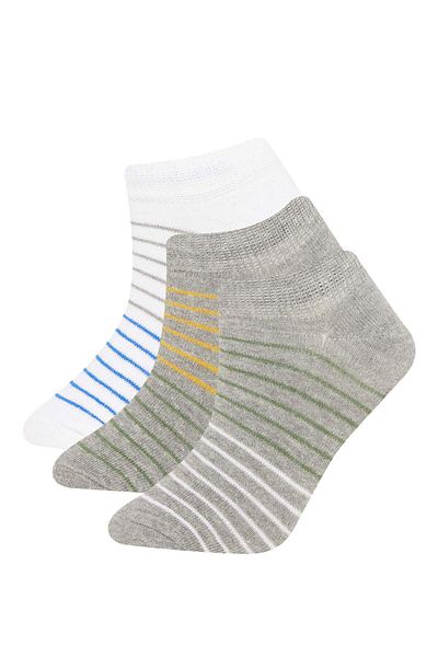 DeFacto Boy's 3-Piece Cotton Striped Booties Socks 3162671