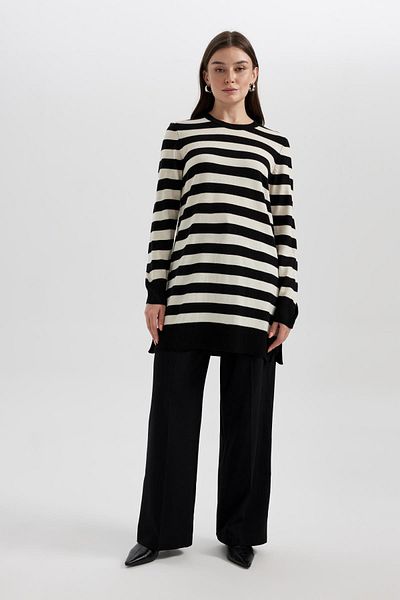 DeFacto Long Sleeve Striped Regular Fit Tunic Sweater - Z9007Az23Wn
