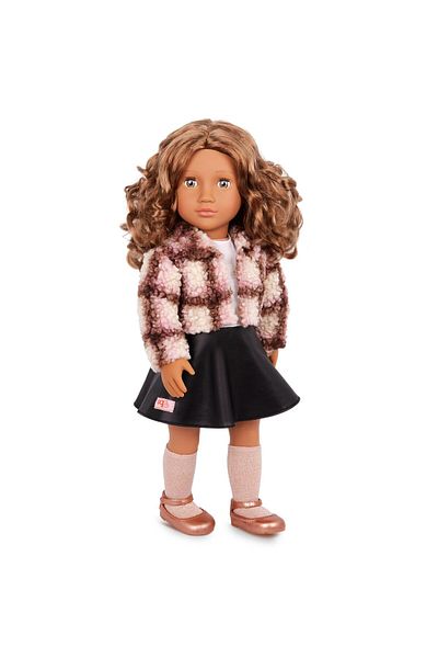 Our Generation Ana Doll with Plaid Shacket and Leatherette Skirt, Multicolor