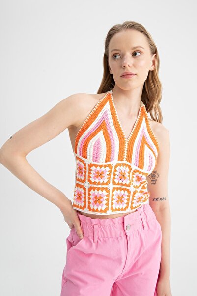 DeFacto Knitted Athlete X7092Az22Sm - Motif and Halter Neck