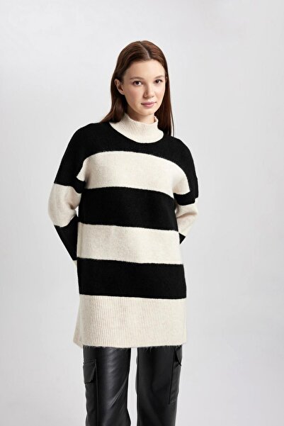 DeFacto Csíkos garbós pulóver tunika - B4283ax23wn