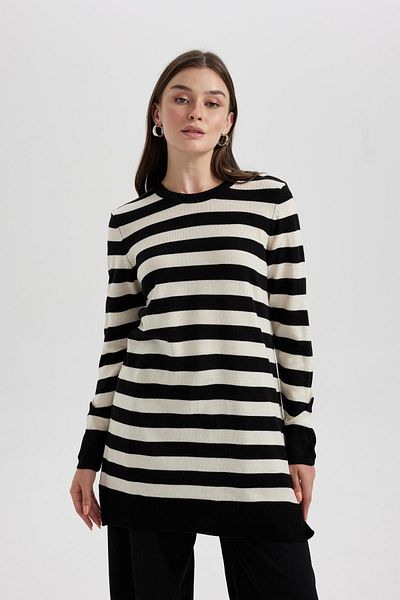 DeFacto Long Sleeve Striped Regular Fit Tunic Sweater - Z9007Az23Wn