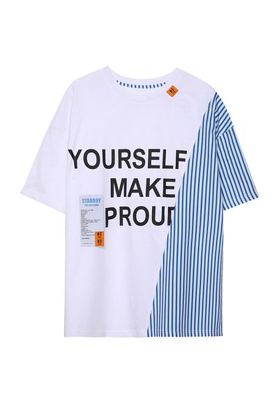 Quzu Tricou cu dungi albe - cu accesoriu de etichetă