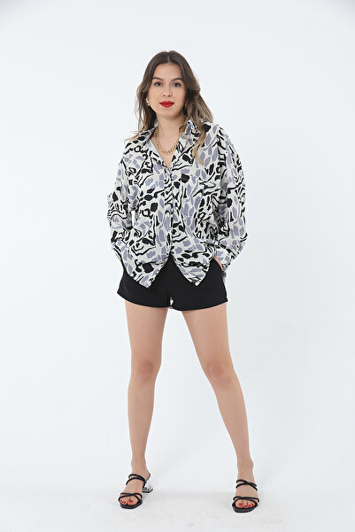 Pattaya Women's Patterned Oversize Shirt P24s191-0603