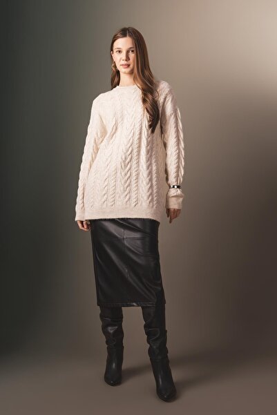 DeFacto Regular Fit Crew Krk do vlasů Cop se vzorem Pletený svetr Tunik B4284Ax23Wn