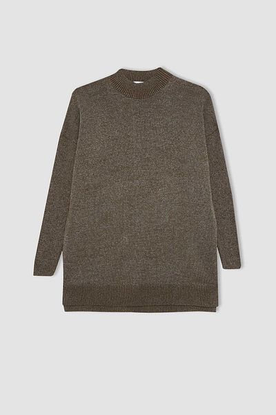 DeFacto Strick-Tunika-Pullover mit halbem Rollkragen und normaler Passform – B5609ax23wn