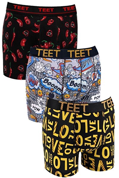 TEET Ανδρικό Boxer Premium Σετ 9 Δώρο με μοτίβο από βαμβακερό Lycra