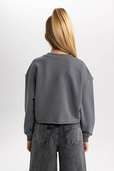 DeFacto Dívčí potištěná mikina Crop Crew Neck s popruhem 2dílná sada B2517a823wn