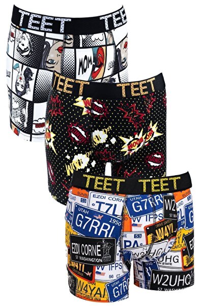 TEET Ανδρικό Boxer Premium Σετ 9 Δώρο με μοτίβο από βαμβακερό Lycra