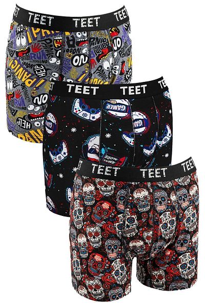 TEET Ανδρικό Boxer Premium Σετ 9 Δώρο με μοτίβο από βαμβακερό Lycra